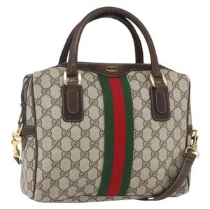 Gucci Sherry line Beige and Brown GG supreme two way crossbody Handbag